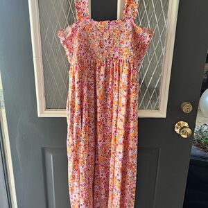 Floral Dress with Pink and Orange Accents